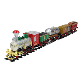 17-Piece Battery-Operated Lighted and Animated Christmas Express Train Set with Sound