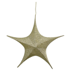 25.5" Gold Tinsel Foldable Christmas Star Outdoor Decoration
