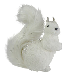 9" White Squirrel with Silver Gems Christmas Tabletop Decoration