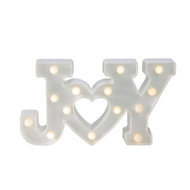 12.75" White Battery-Operated LED Lighted "JOY" Christmas Marquee Sign