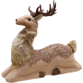 9.5" Beige and Brown Sitting Deer Christmas Tabletop Decor