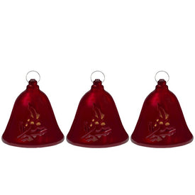 6.5" Musical Lighted Red Bells Christmas Decorations Set of 3