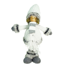 13" Gray and White Wintry Boy Christmas Tabletop Figurine