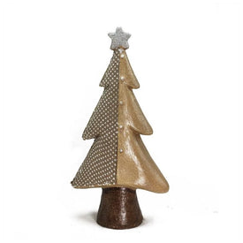 18" Brown and Silver Christmas Tree With a Glitter Star Tabletop Decor