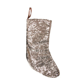 17.5" Beige Paillette Sequins Hanging Christmas Stocking