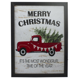16" Lighted Red and Green Merry Christmas Canvas Wall Art