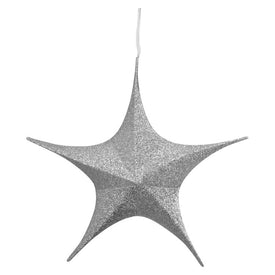 30" Silver Tinsel Foldable Christmas Star Outdoor Decoration