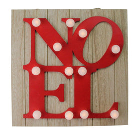 10" Pre-Lit Apple Red "Noel" Battery-Operated Wall Decor