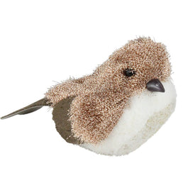 6.5" Brown and White Bird Christmas Figurine Tabletop Decor