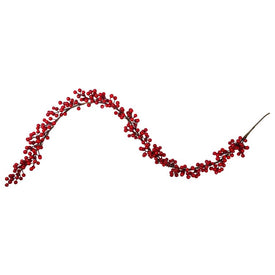 5' Unlit Shiny Red Berries Artificial Twig Christmas Garland