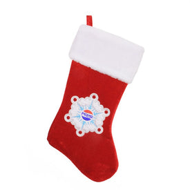 19.25" Red and White Pepsi Snowflake Embroidered Christmas Stocking