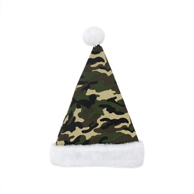 Green and White Camouflage Unisex Adult Christmas Santa Hat Costume Accessory - One Size