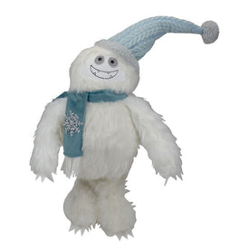 23" Plush White and Blue Standing Tabletop Yeti Christmas Figure