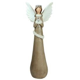 24" Brown and Silver Praying Angel Christmas Tabletop Figure