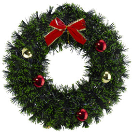 17" Green Tinsel Artificial Christmas Wreath with a Bow