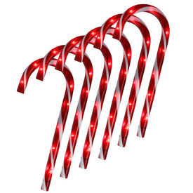 12" Pre-Lit Red and White Blinking Candy Cane Outdoor Christmas Pathway Markers Set of 6
