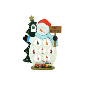 10.25" White and Blue Snowman Merry Christmas Cut-Out Tabletop Decor