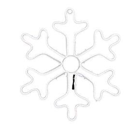 18" Neon Style LED Lighted White Snowflake Christmas Window Silhouette Decoration