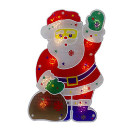 13" Red and White Lighted Holographic Santa Claus Christmas Window Silhouette Decoration