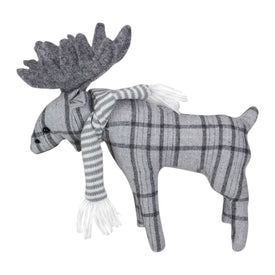 10" Gray Checkered Moose Tabletop Christmas Decoration