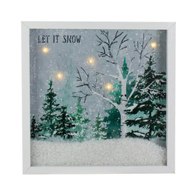 10" LED Lighted Let it Snow Winter Forest Christmas Wall Art