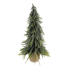 19.5" Unlit Potted Silver Glitter Artificial Downswept Mini Pine Tabletop Christmas Tree