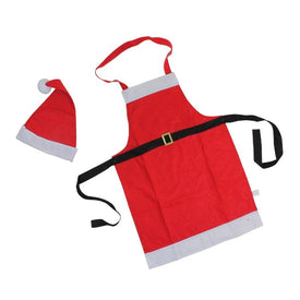 Red Santa Unisex Adult Christmas Hat and Apron Costume Accessory - One Size