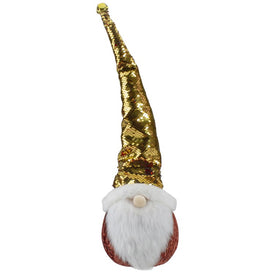20" Gold Sequin Santa With a Pointed Winter Hat Christmas Tabletop Decor