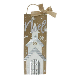 12.5 White Church and Snowflakes with Metal Noel Wooden Christmas Wall Decoration