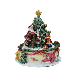 5.5" Musical Santa Claus and Christmas Tree Winter Scene Rotating Tabletop Decoration