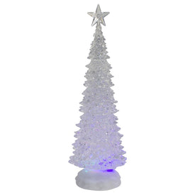 13.5" LED Lighted Glitter Snow Globe Christmas Tree - Multi Lights