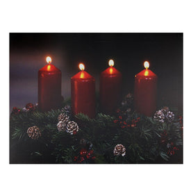 12" x 15.75" Pre-Lit Red and Black LED Flickering Candle Christmas Wall Art