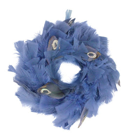 10" Unlit Blue and Gray Artificial Feather Christmas Wreath