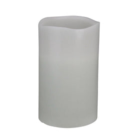 10" White Battery-Operated Flameless LED Lighted 3-Wick Flickering Wax Christmas Pillar Candle