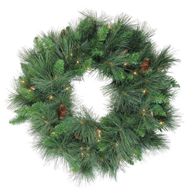 24" Pre-Lit White Valley Pine Artificial Christmas Wreath - Clear Lights