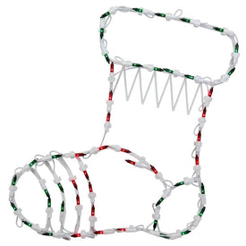 18" Red and Green Lighted Stocking Silhouette Window Christmas Decoration