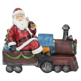14" Red and Blue Santa on a Train Christmas Tabletop Decoration