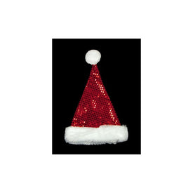 19" Red and White Sequin Unisex Adult Christmas Santa Hat Costume Accessory - One Size