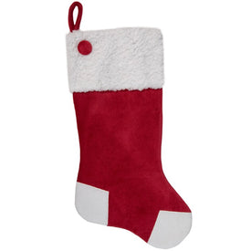 20.5" Red and White Velvet Christmas Stocking With Faux Fur