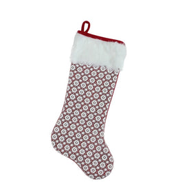 20.5" Red and White Lace Christmas Stocking with Cuff