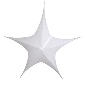 44" White Tinsel Foldable Christmas Star Outdoor Decoration