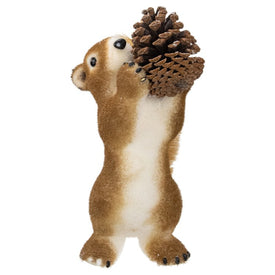 13" Standing Forest Squirrel Tabletop Christmas Figure Holding a Pine Cone
