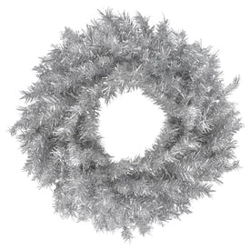 24" Silver Tinsel Artificial Christmas Wreath Unlit