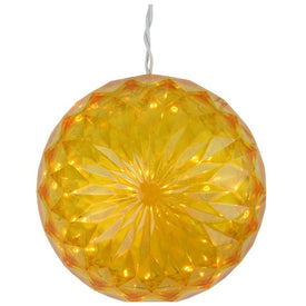 6" Yellow LED Lighted Hanging Christmas Crystal Sphere Ball Outdoor Decoration