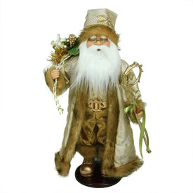 18.25" Gold and White Santa Claus with Jacket Christmas Tabletop Figurine