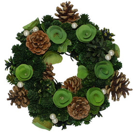 11" Unlit Green Pine Cone Artificial Christmas Wreath