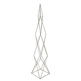 32" LED Lighted Battery-Operated Gold Glittered Wire Geometric Christmas Cone Tree - Warm White Lights