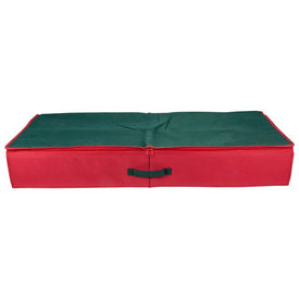 24" Red and Green Christmas Decoration Storage Bag with Clear Transparent Lid