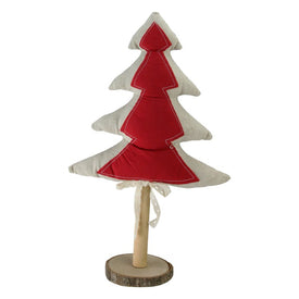 14" Red and Brown Christmas Tree Tabletop Decor