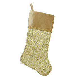 20.5" Gold and Brown Glitter Star Print Christmas Stocking